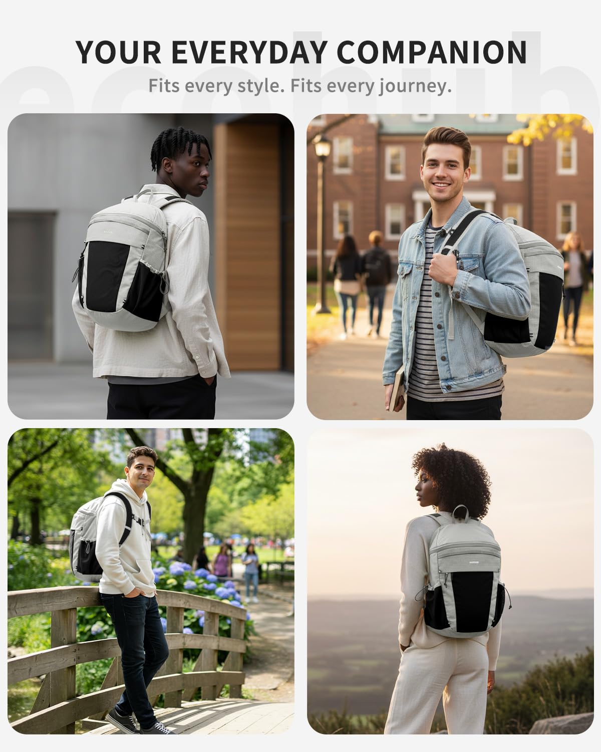 ECOHUB 15L Lightweight Casual Daypack, Packable Backpack for Daily Use, Hiking & Travel, Foldable Small Backpack with Stretch Mesh Pockets, Water-Resistant Nylon, Reflective Design - Image 7