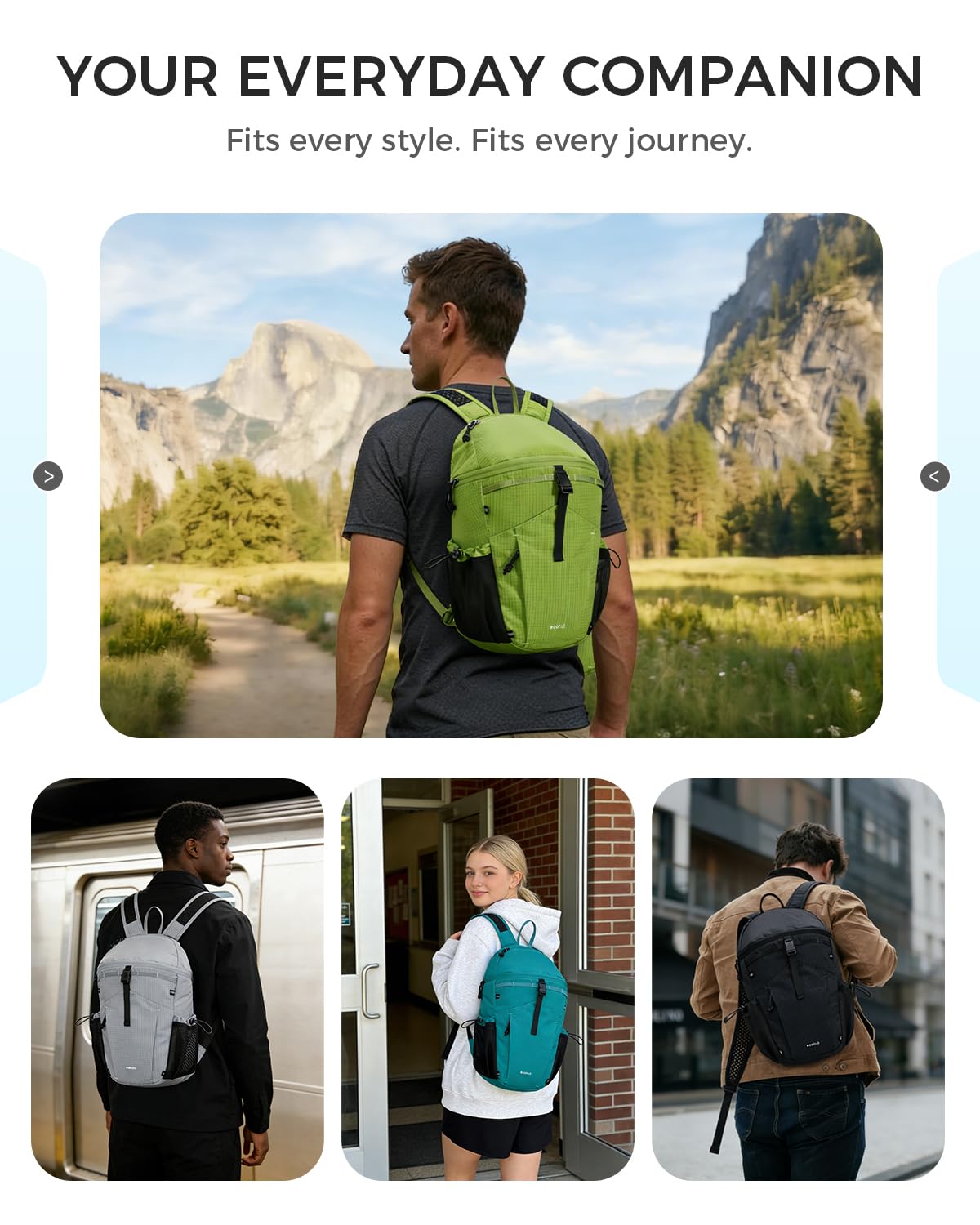 ECOHUB 15L Ultra-Lightweight Packable Backpack, Casual Daypack for Daily Use, Small Hiking & Travel, Foldable Backpack, Water-Resistant Nylon, Reflective Design - Image 7