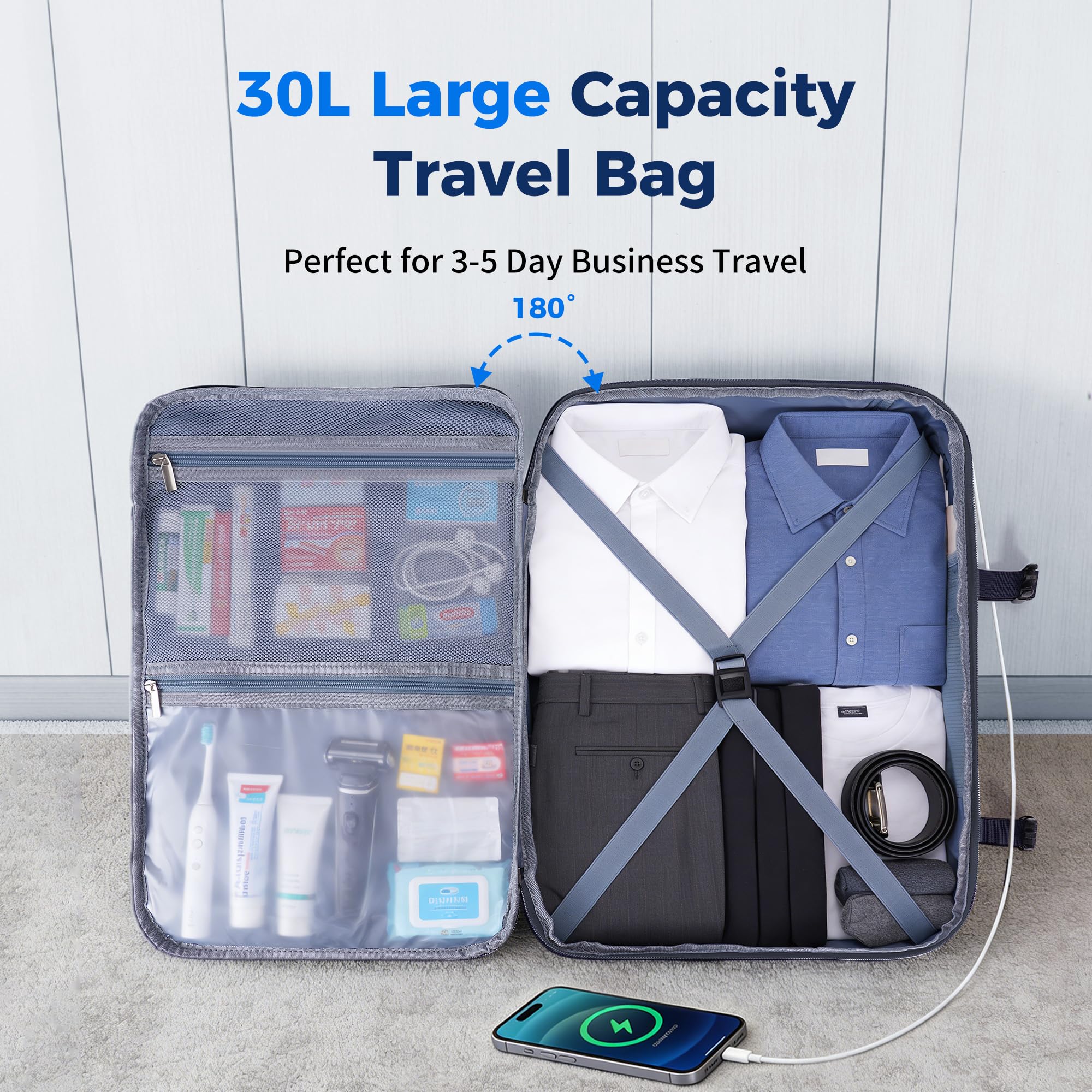 ECOHUB 17" Travel Backpack for Men United Airlines Personal Item Travel Bag TSA Friendly Business Computer Bag with USB Charging Port & Wet Compartment,Grey - Image 4