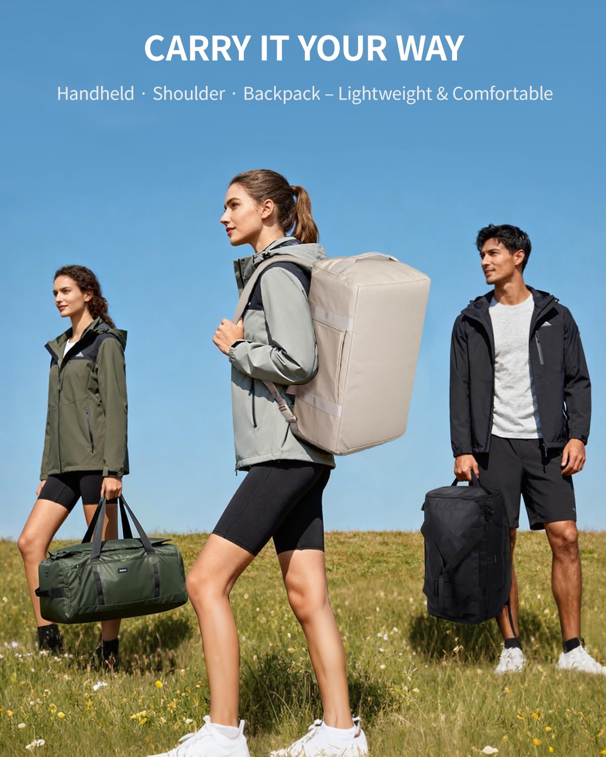 ECOHUB 40L Gym Bag for Women Men Water Resistant Sports Duffle Bag with Shoe Compartment & Wet Pocket, Travel Weekender Camping Backpack - Image 6