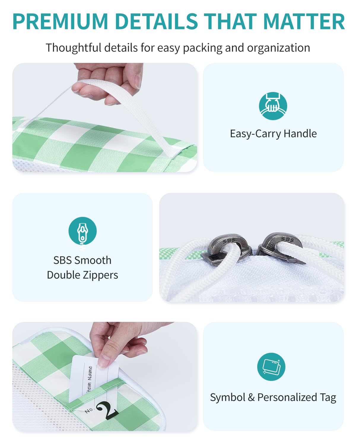 ECOHUB 6 Set Packing Cubes for Travel Suitcase Organizer Bags for Luggage Lightweight Carry On Suitcase with Lable & Personalized Tag - Image 5