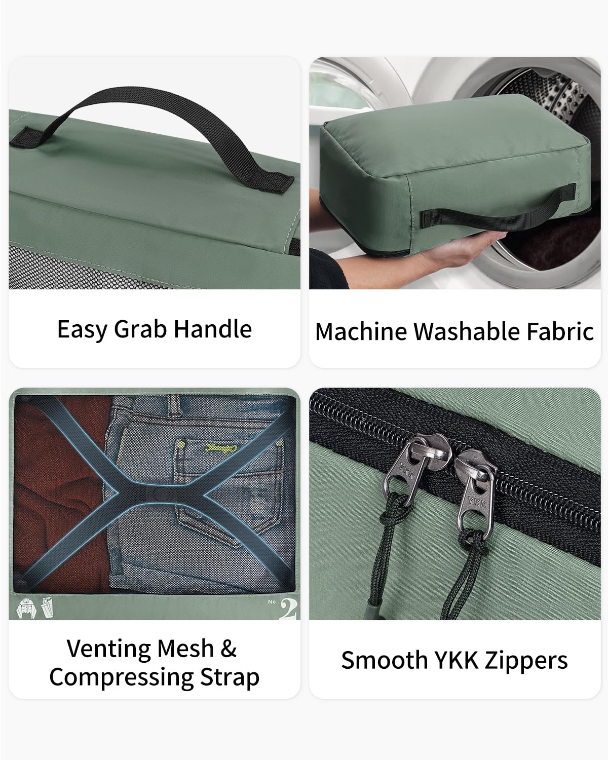 ECOHUB 7 Set Packing Cubes Tear-Resistant Luggage Packing Organizers with Number Icon for Travel Accessories Luggage Suitcase Machine Washable Packing Cubes (Green) - Image 5