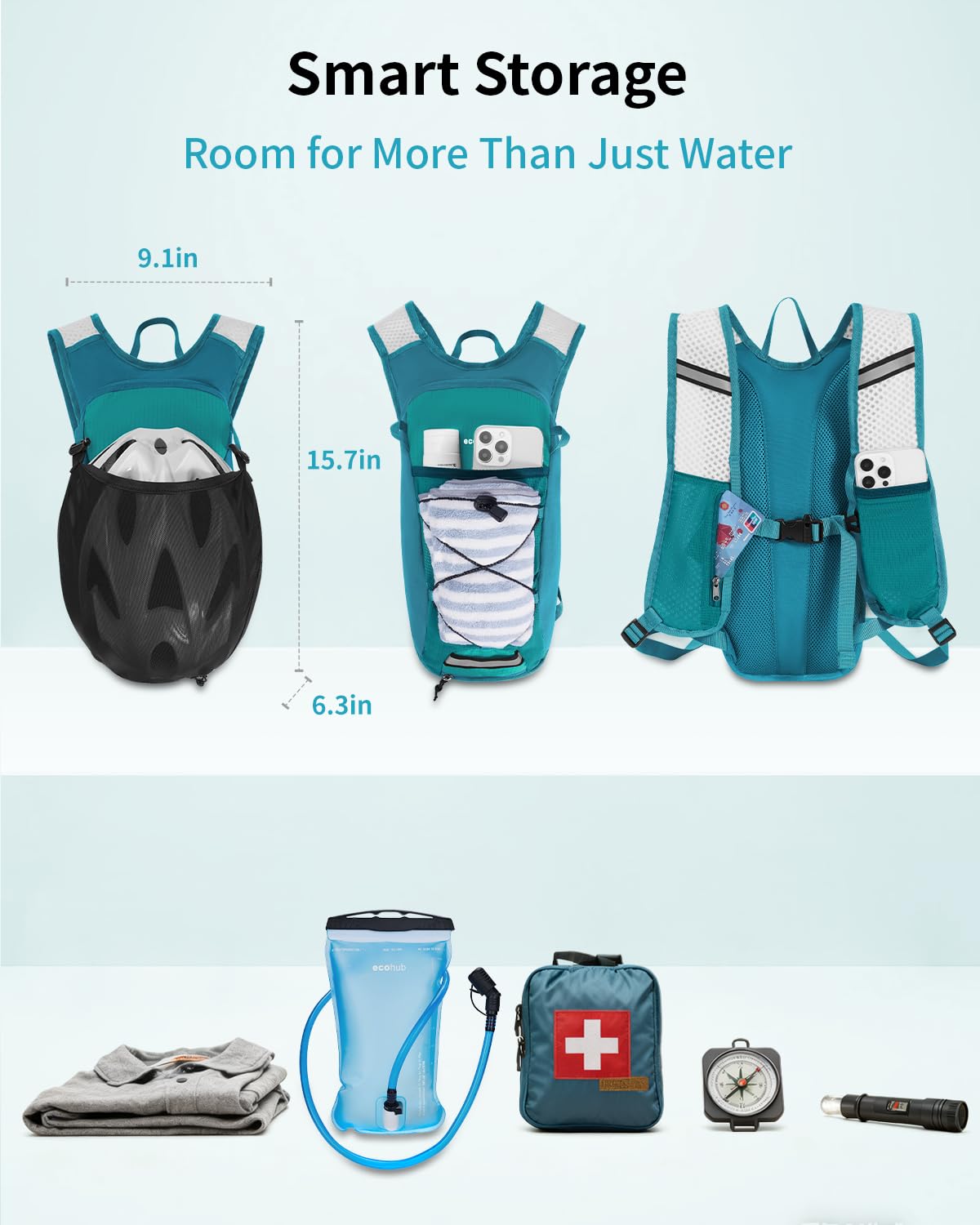 ECOHUB Hydration Backpack with 2L Water Bladder, Lightweight Running Hydration Pack for Men Women, Breathable Hiking Cycling Backpack for Outdoor Sports Marathon Travel - Image 4