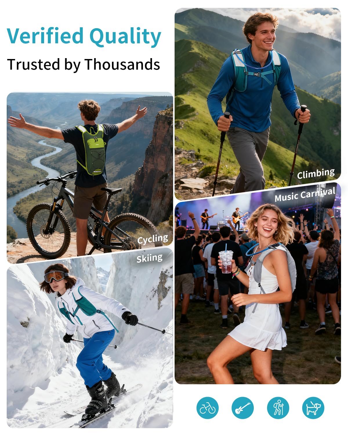 ECOHUB Hydration Backpack with 2L Water Bladder, Lightweight Running Hydration Pack for Men Women, Breathable Hiking Cycling Backpack for Outdoor Sports Marathon Travel - Image 7