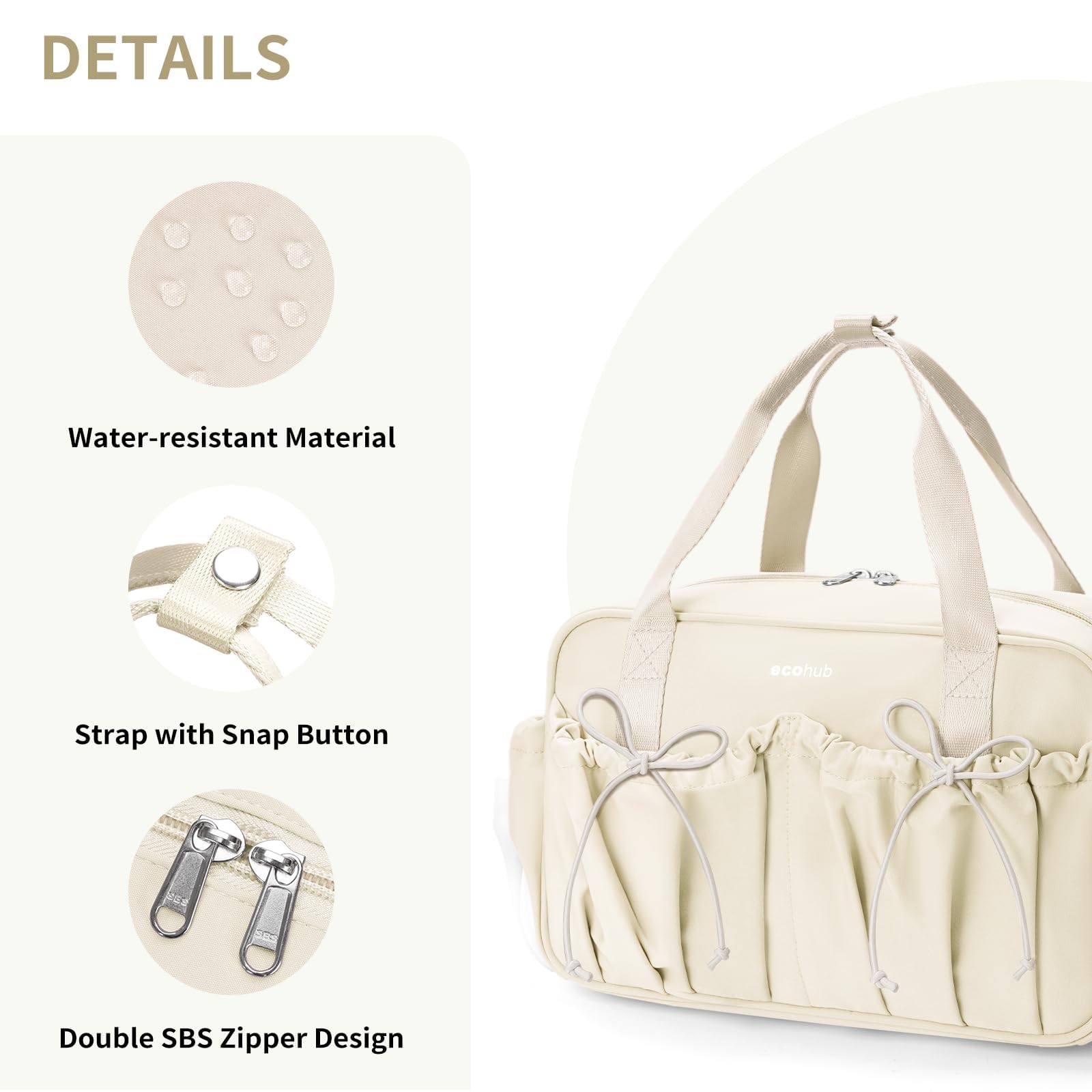 ECOHUB Small Gym Bag for Women, Mini Gym Duffle Bag with Wet Compartment, Bowknot Sports Bag, Cute Gym Tote Bag Dance Yoga Workout Travel Bags Beige - Image 4