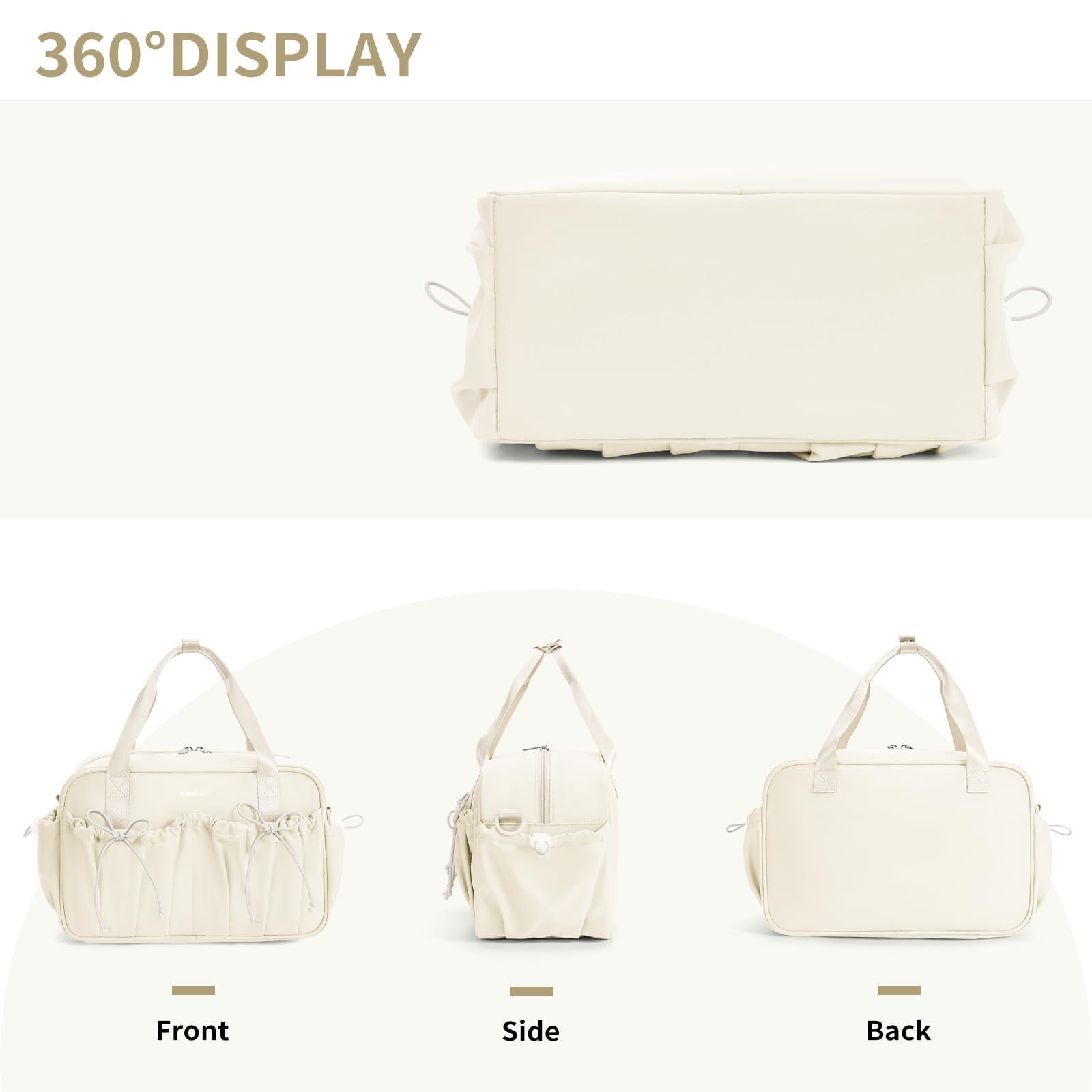 ECOHUB Small Gym Bag for Women, Mini Gym Duffle Bag with Wet Compartment, Bowknot Sports Bag, Cute Gym Tote Bag Dance Yoga Workout Travel Bags Beige - Image 6