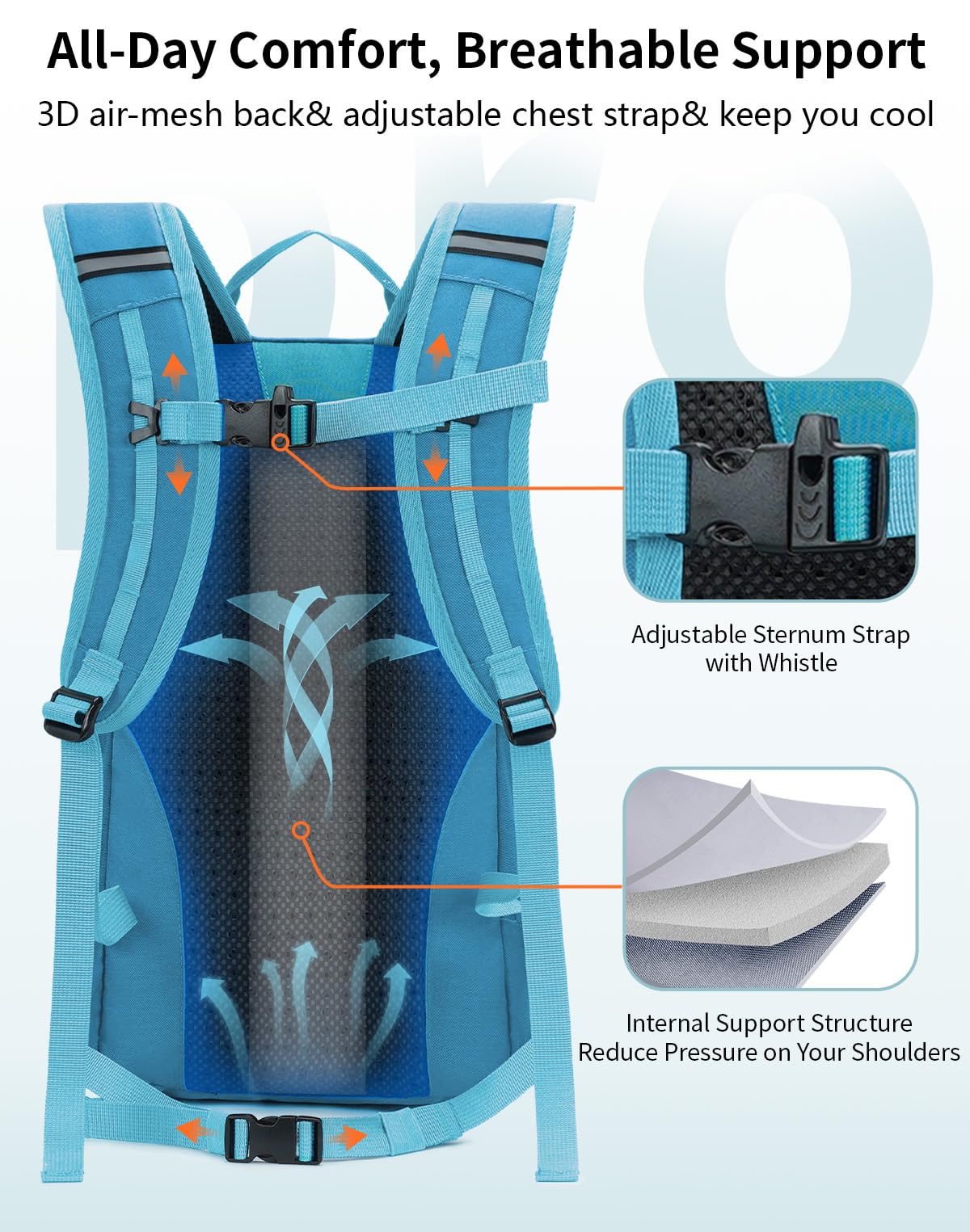 ECOHUB Small Hiking Backpack for Men Women, 20L Lightweight Travel Backpacks Water Resistant Camping Cycling Hiking Daypack - Image 4