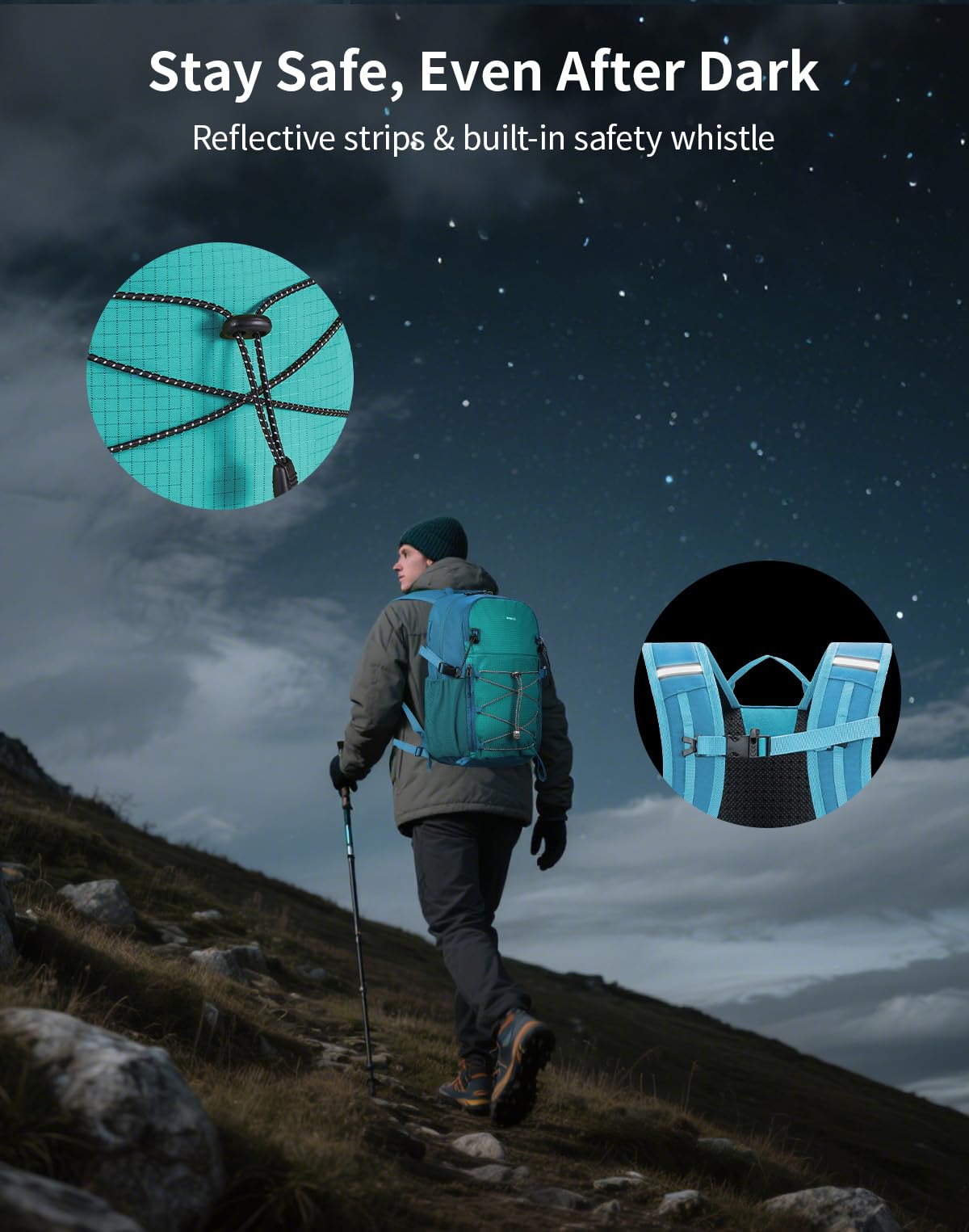 ECOHUB Small Hiking Backpack for Men Women, 20L Lightweight Travel Backpacks Water Resistant Camping Cycling Hiking Daypack - Image 6