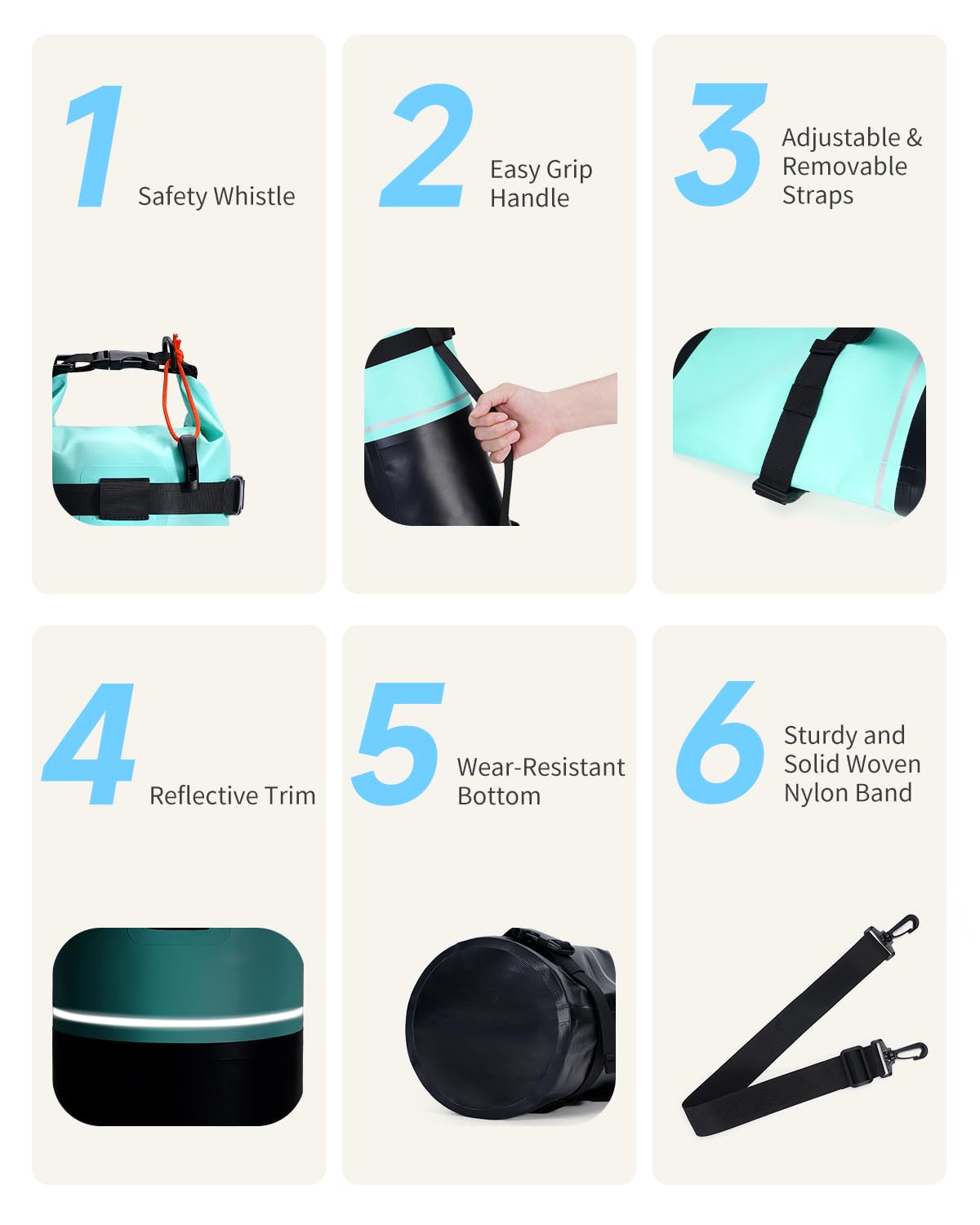 ECOHUB Waterproof Dry Bag for Women Men, 5L/10L/20L Roll Top Lightweight Dry Storage Bag Backpack for Travel Kayaking Hiking Floating with Waterproof Phone Case - Image 5