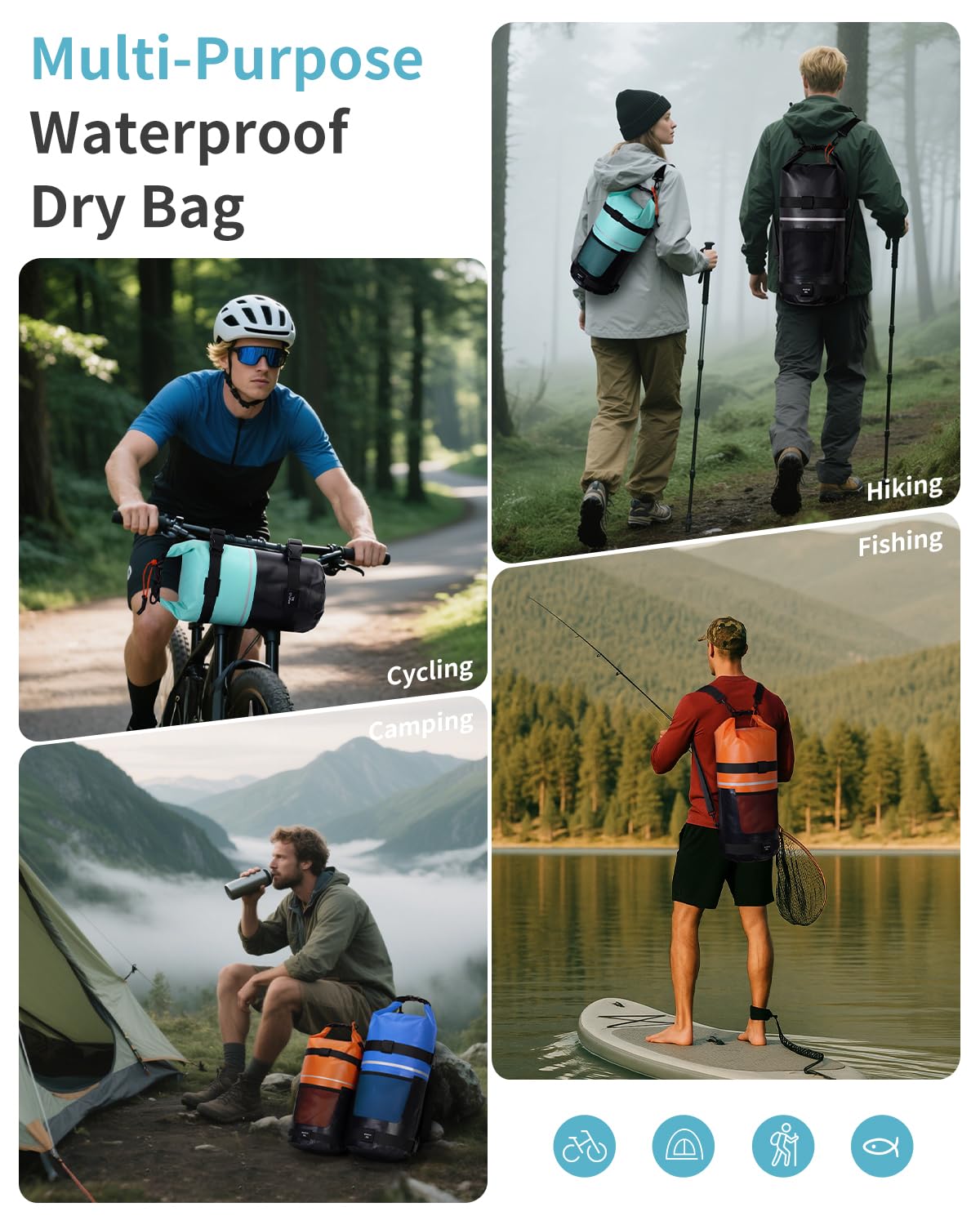 ECOHUB Waterproof Dry Bag for Women Men, 5L/10L/20L Roll Top Lightweight Dry Storage Bag Backpack for Travel Kayaking Hiking Floating with Waterproof Phone Case - Image 7